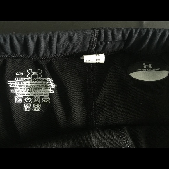 Under Armour Base Layer Compression Leggings Women’s Black Nylon Blend Logo - Picture 2 of 9